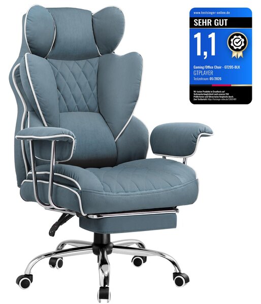 Sedia da gioco GTPLAYER, sedia da gioco, sedia da ufficio ergonomica con poggiapiedi, supporto lombare regolabile e cuscino per la testa, sedia da gioco imbottita, poltrona da gioco