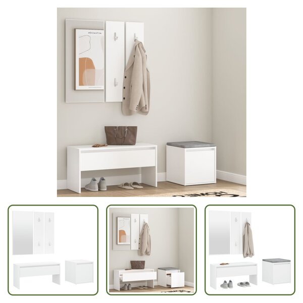The Living Store Set di mobili per corridoio in legno bianco