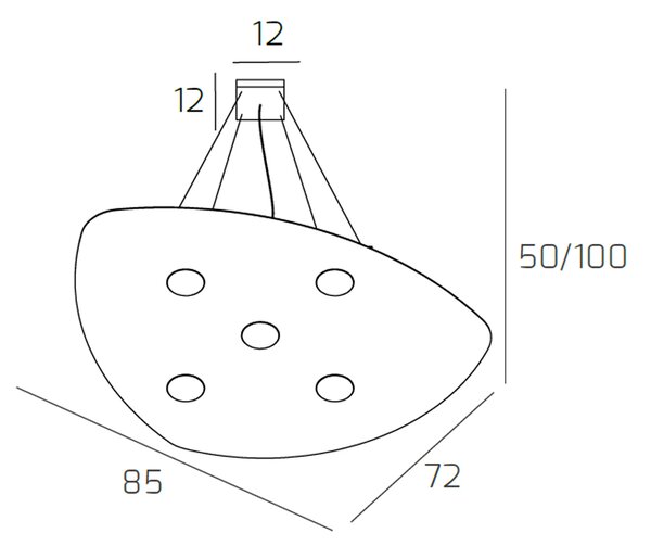Sospensione Moderna Shape Metallo Sabbia 5 Luci Gx53