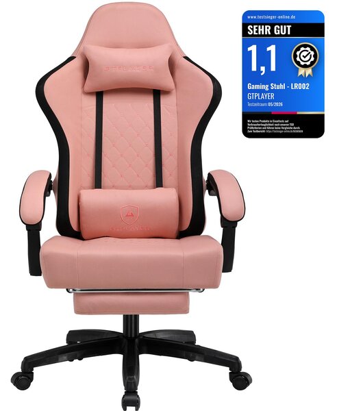 GTPLAYER sedia da gioco in tessuto, poltrona da gioco con cuscino a molle insacchettate, sedia girevole ergonomica, sedia da gioco con poggiapiedi, portata 150 kg, arancione