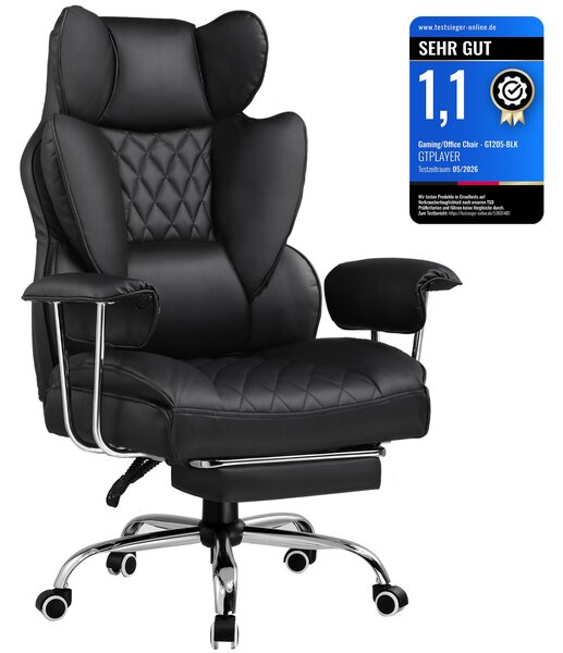 Sedia da gioco GTPLAYER, sedia da gioco, sedia da ufficio ergonomica con poggiapiedi, supporto lombare regolabile e cuscino per la testa, sedia da gioco imbottita, poltrona da gioco
