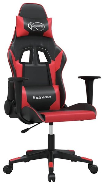 Sedia da gaming vidaXL con funzione massaggio, in Pelle finta nera e rossa