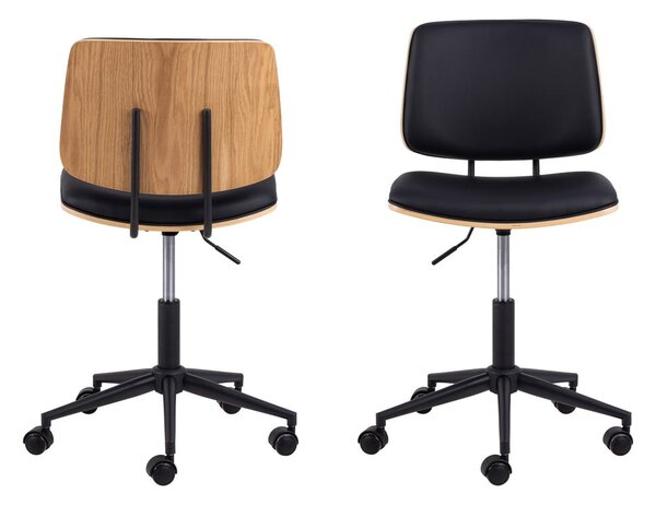 Sedia da ufficio in similpelle nera Owen - Actona