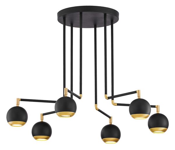 Jupiter 1987 - Lampadario a sospensione con supporto rigido VILAR 6xGU10/10W/230V nero/oro