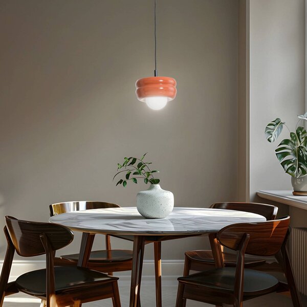 Lampada a sospensione in vetro Tina Argon, dimmerabile, Terracotta, Soggiorno / Sala da pranzo, Vetro, Lampada a sospensione