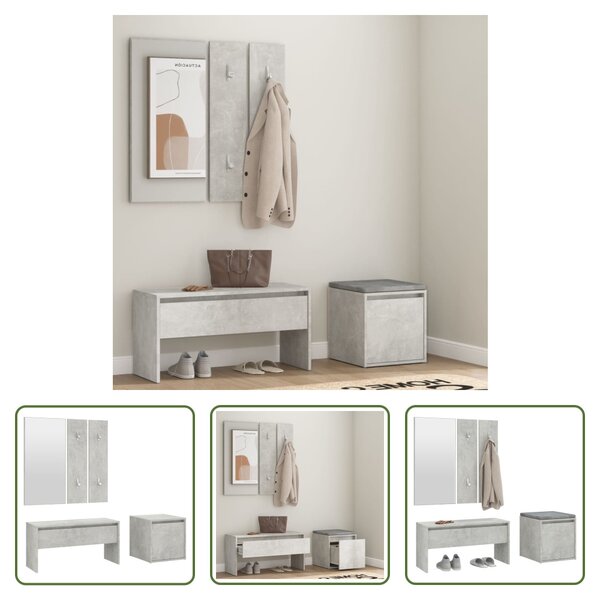 The Living Store Set di mobili per corridoio in cemento grigio materiale legno