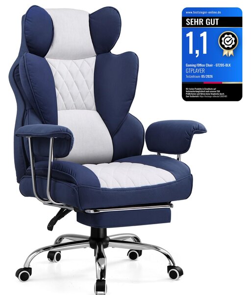 Sedia da gioco GTPLAYER, sedia da gioco, sedia da ufficio ergonomica con poggiapiedi, supporto lombare regolabile e cuscino per la testa, sedia da gioco imbottita, poltrona da gioco