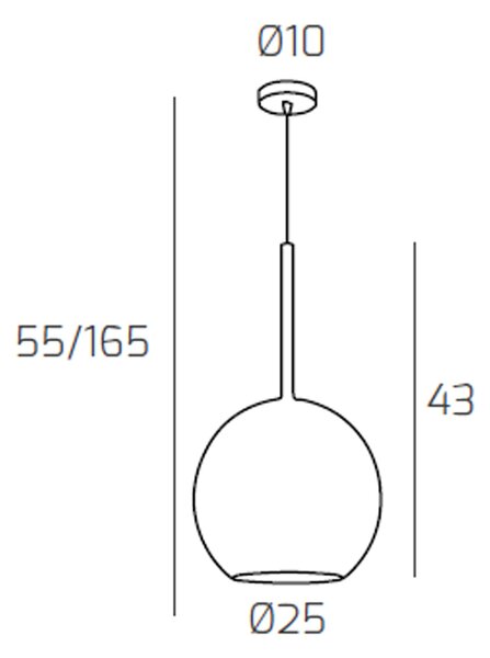 Sospensione Contemporanea Future Metallo Cromo Vetro Rame 1 Luce E27 D.25Cm