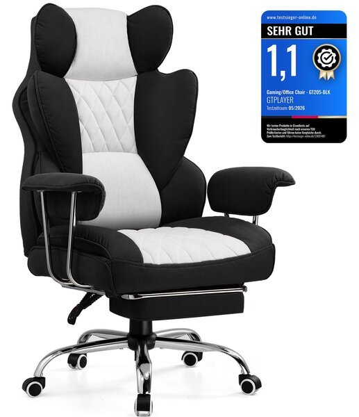 Sedia da gioco GTPLAYER, sedia da gioco, sedia da ufficio ergonomica con poggiapiedi, supporto lombare regolabile e cuscino per la testa, sedia da gioco imbottita, poltrona da gioco