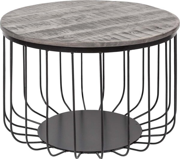 Riess-ambiente Tavolino rotondo FACTORY LOFT 60 cm grigio Legno di mango Struttura in metallo nero Tavolino Tavolino