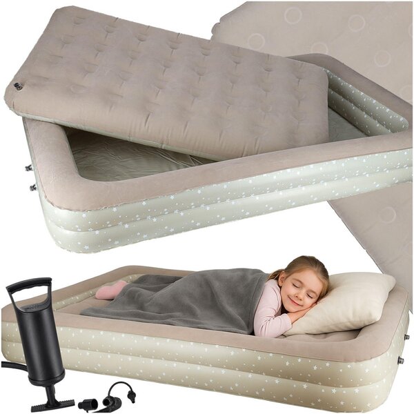 Letto per bambini con materasso gonfiabile da viaggio e pompa, 140 cm x 90 cm