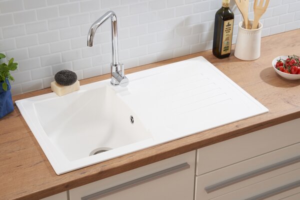 Lavello da incasso Respekta Mineralite Boston 86 cm x 50 cm Bianco