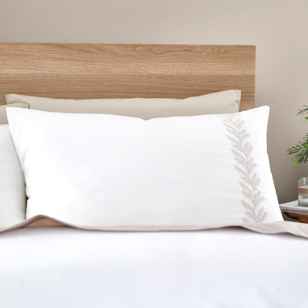 Biancheria da letto bianca/beige in cotone per letto matrimoniale 200x200 cm Embroidery Leaf – Bianca
