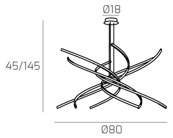 Sospensione Moderna Tornado Alluminio Oro Led 69W D.80Cm Luce Calda