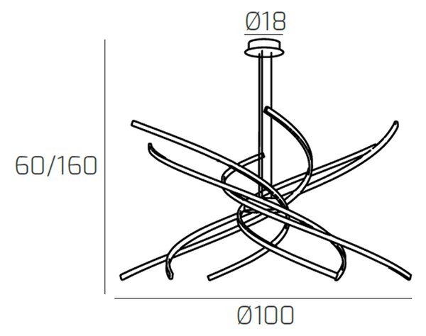 Sospensione Moderna Tornado Alluminio Bianco Led 88W D.100Cm Luce Calda
