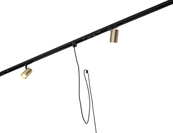 Sistema di illuminazione a binario moderno con 3 faretti e 3 luci a sospensione oro 1 fase - Iconic Cavalux Jeana