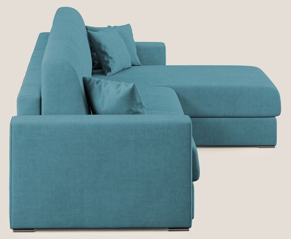 Best Divano letto angolare in tessuto impermeabile T02 azzurro