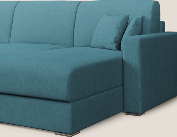 Best Divano letto angolare in tessuto impermeabile T02 azzurro
