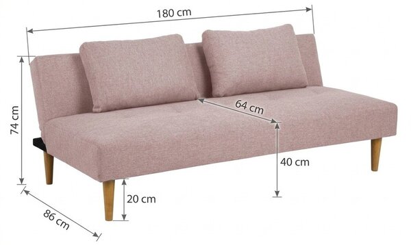 Divano letto rosa 180 cm Matylda - Bonami Essentials