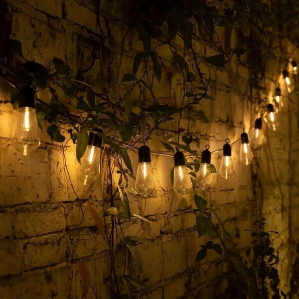 Catena luminosa a Led decorativa con pannello solare 4,5 metri 10 sfere trasparenti Bianco Caldo 2200K Wisdom
