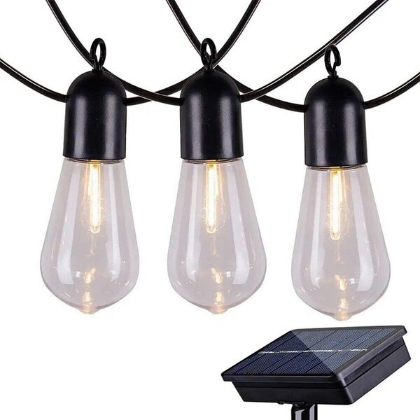 Catena luminosa a Led decorativa con pannello solare 4,5 metri 10 sfere trasparenti Bianco Caldo 2200K Wisdom
