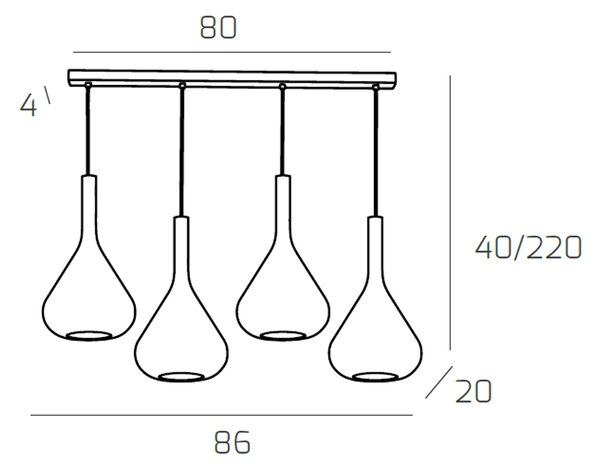 Sospensione Contemporanea Kona Metallo Cromo Vetro Multicolor 3 Luci E27