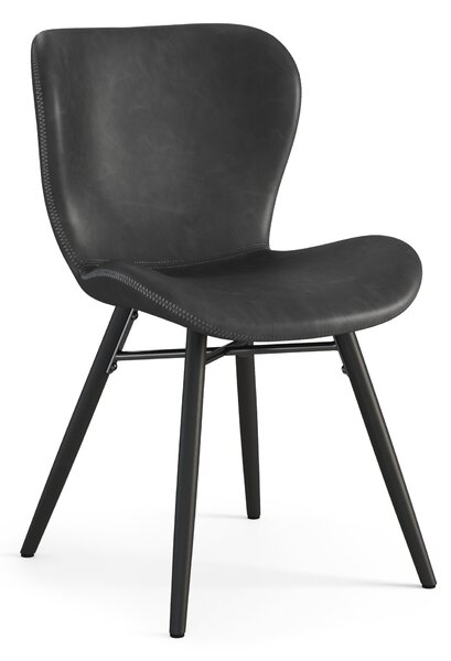 ALTEA ecopelle Nera (Grigio Scuro)/gambe nere - MODERNA SEDIA PER SALONE/SOGGIORNO/CUCINA/UFFICIO
