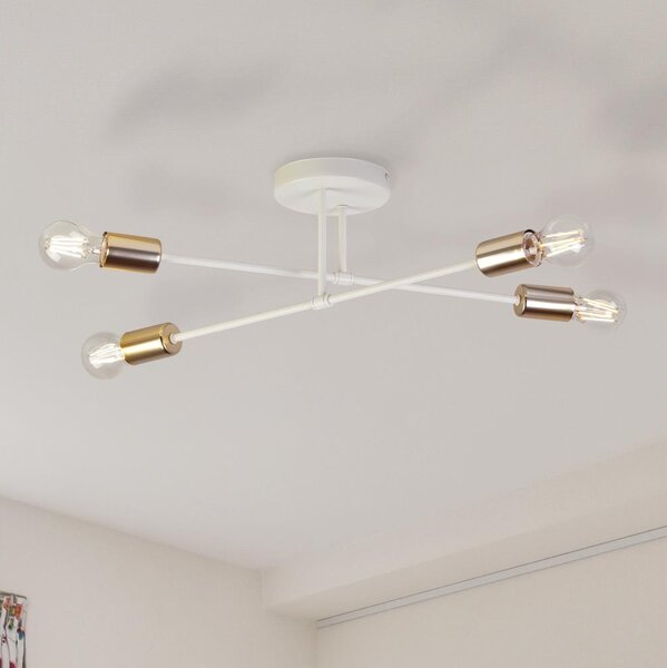 Plafoniera CAMBRIDGE 4xE27/15W/230V ottone/bianco