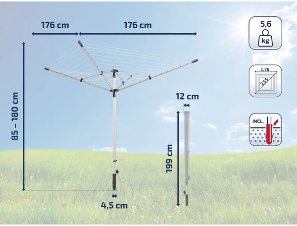 Stendino da giardino argentato 50 m LinoLift 500 – LEIFHEIT