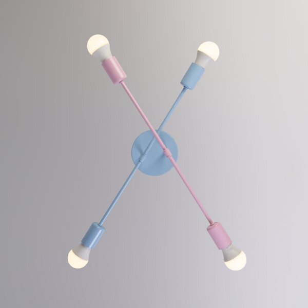 Plafoniera CAMBRIDGE 4x E27/15W/230V blu/rosa