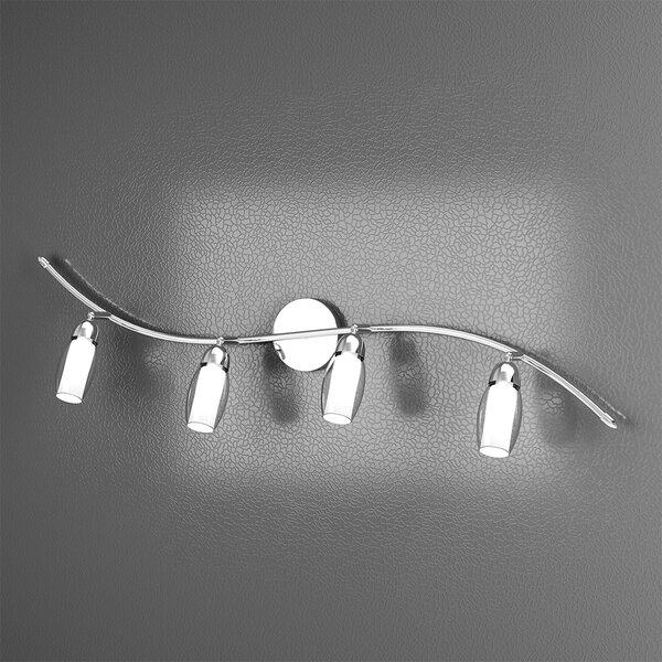 Applique Contemporanea Feeling Net Metallo Cromo Vetro Trasparente 4 Luci G9