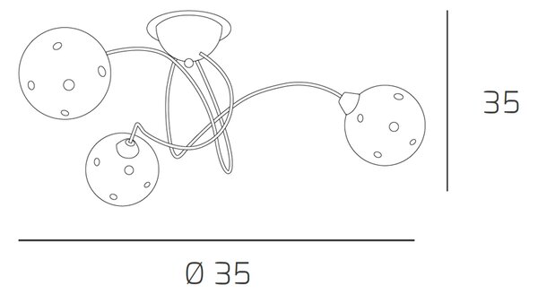 Plafoniera Contemporanea Super Ball Metallo Cromo Vetro Pirex 3 Luci G9