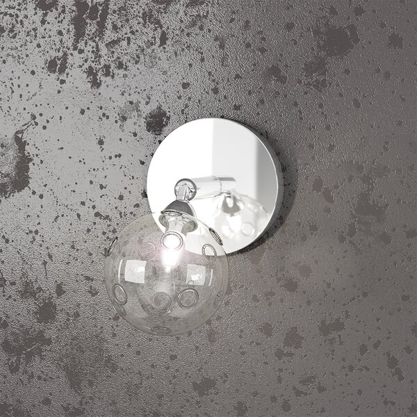 Applique Contemporanea Super Ball Metallo Cromo Vetro Pirex 1 Luce G9
