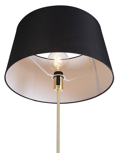 Lampada da terra oro/ottone con paralume in lino nero 45 cm - Parte