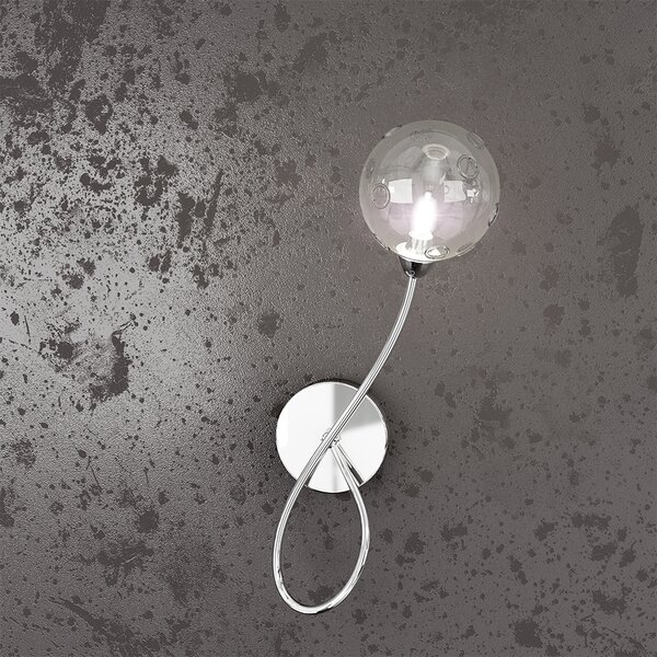 Applique Contemporanea Dx Super Ball Metallo Cromo Vetro Pirex 1 Luce G9