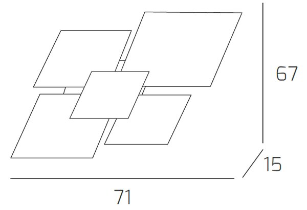 Applique Contemporanea Shadow Metallo Bianco Vetro Nero 4 Luci E27 71Cm