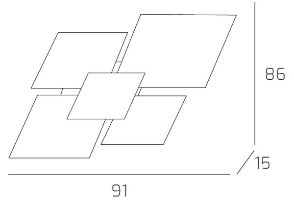 Applique Contemporanea Shadow Metallo E Vetro Bianco 4 Luci E27 91Cm