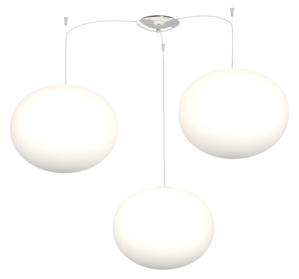 Sospensione Contemp Decentratori Soft Metallo Cromo Vetro Opaco 3 Luci E27 35Cm
