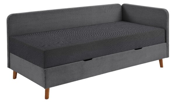 Letto singolo imbottito grigio scuro con contenitore con materasso incluso 90x200 cm Cabana – Meise Möbel