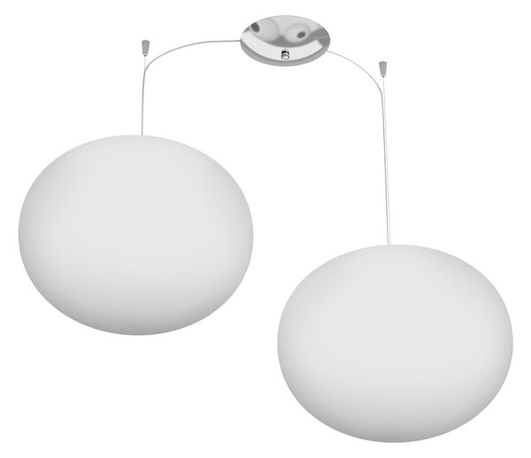 Sospensione Contemp Decentratori Soft Metallo Cromo Vetro Opaco 2 Luci E27 35Cm