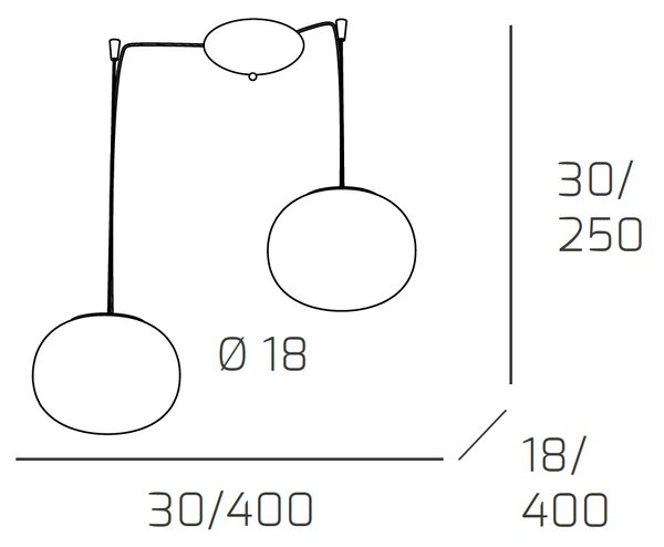 Sospensione Contemp Decentratori Soft Metallo Cromo Vetro Acidato Opaco 2 E14