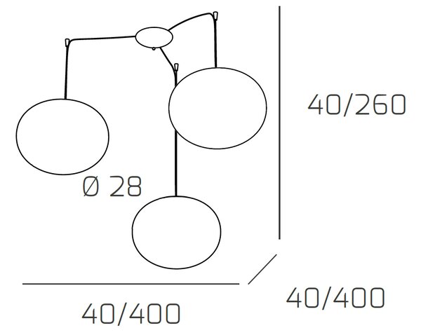 Sospensione Contemp Decentratori Soft Metallo Cromo Vetro Opaco 3 Luci E27 28Cm