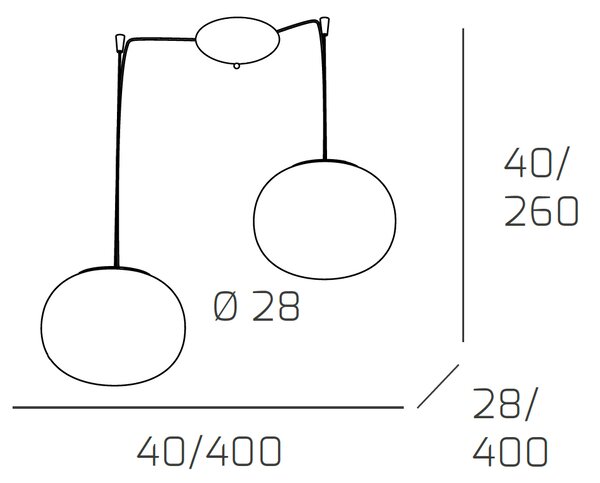 Sospensione Contemp Decentratori Soft Metallo Cromo Vetro Opaco 2 Luci E27 28Cm