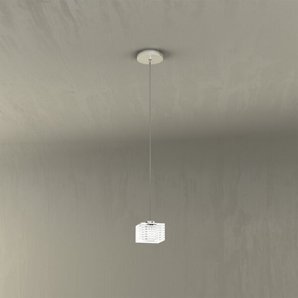 Sospensione Contemporanea Metropolitan Metallo Cromo Vetro Trasparente 1 Luce G9