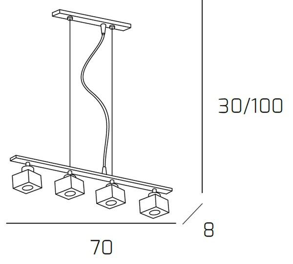 Sospensione Contemporanea Metropolitan Metallo Cromo Vetro Trasparente 4 Luci G9