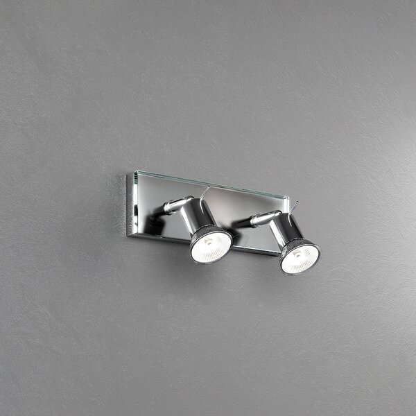 Applique Contemporanea Nuts Metallo Cromo Vetro Trasparente 2 Luci Gu10