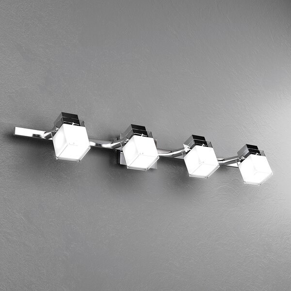 Applique Contemporanea Dice Metallo Cromo Vetro Trasparente Satinato 4 Luci G9