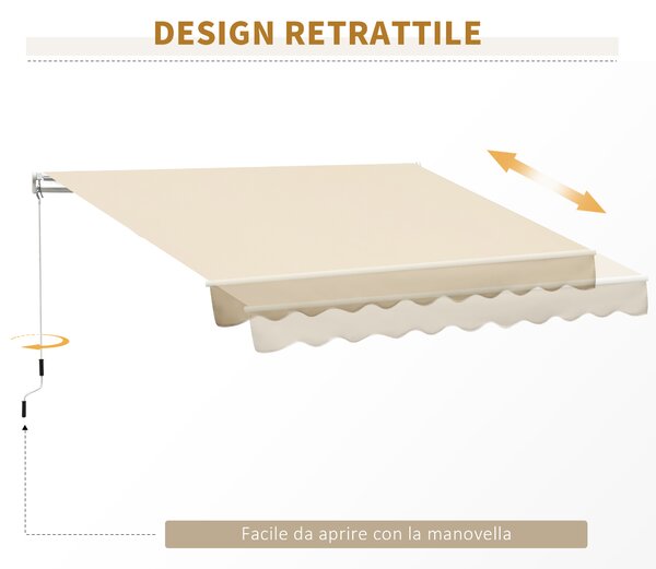 Outsunny Tenda da Sole Avvolgibile a Caduta Manuale per Porte e Finestre, in Alluminio e Poliestere Anti-UV, 300x245cm, Beige | Aosom Italy