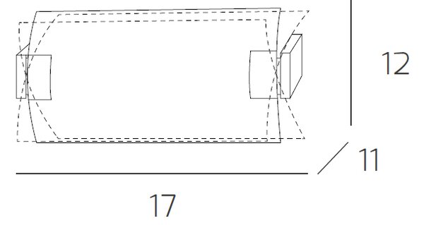 Applique Contemp Swinging Metallo Cromo Vetro Bianco Extrachiaro 2 Luci E27 17Cm