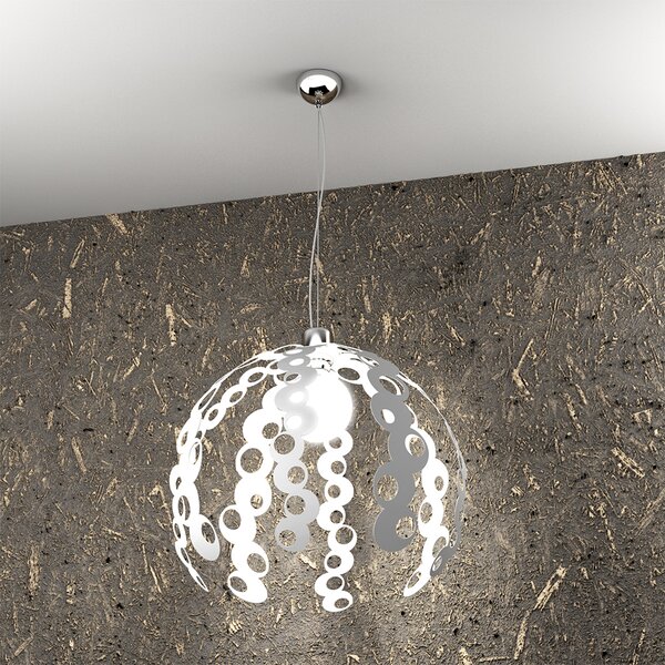 Sospensione Contemporanea Chain Metallo Bianco E Cromo 1 Luce E27